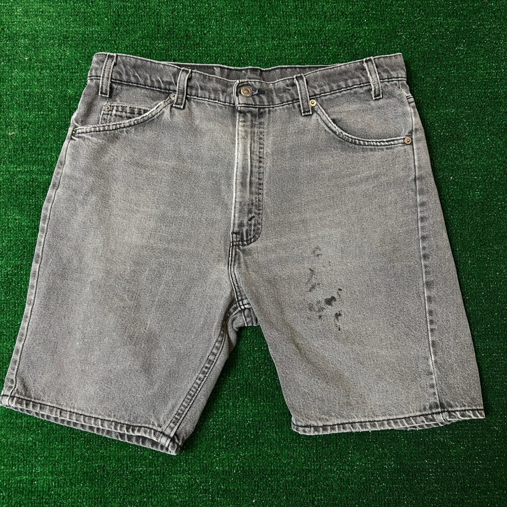 1995 Levi's 505 Denim Shorts Mens 36 Grey Orange Tab‎ Vintage Distressed Jorts